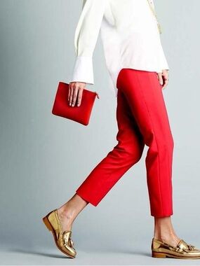 Ellen Tracy Red Cropped Tailored Ankle Pants